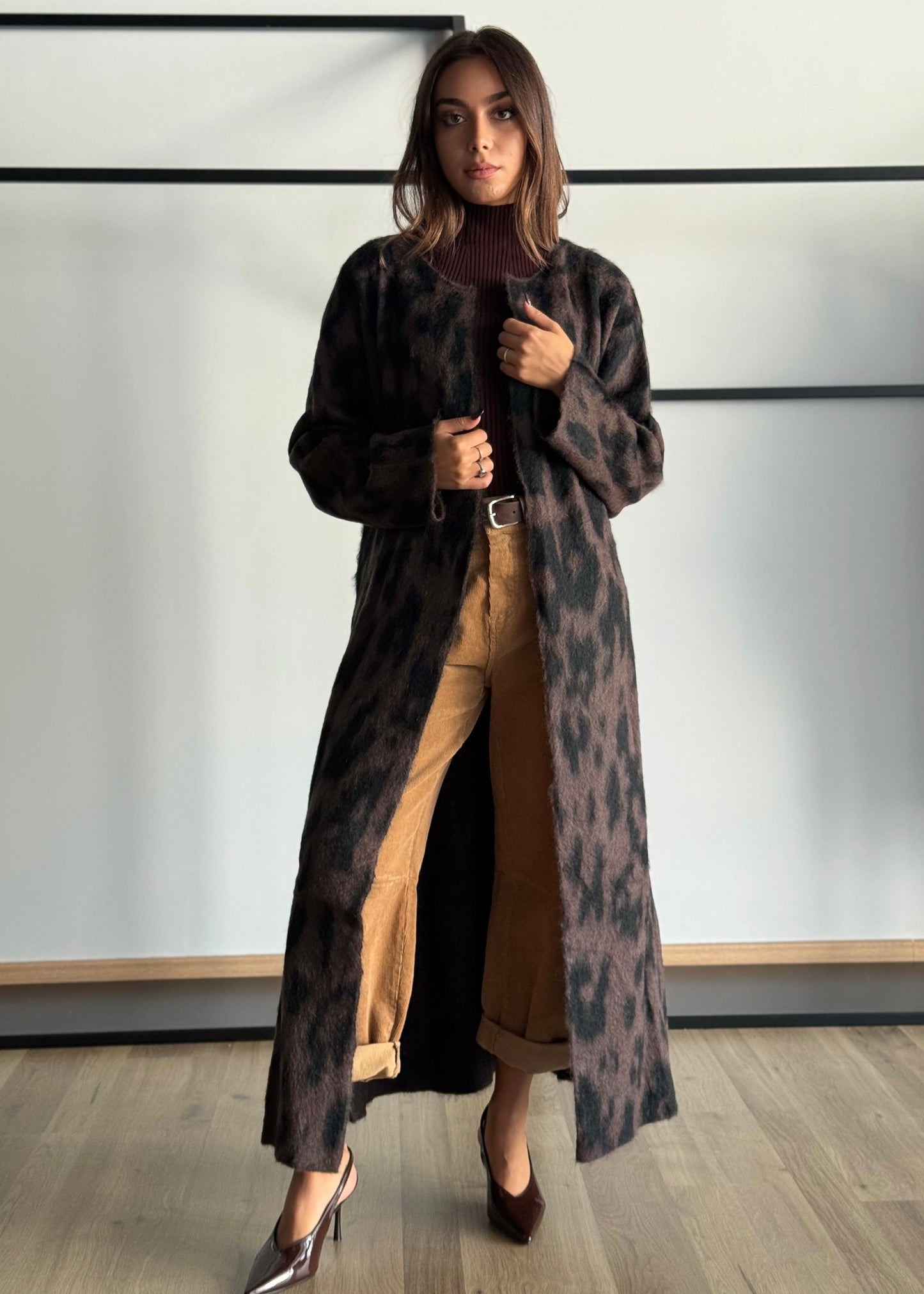Cardigan lungo animalier -KONTATTO