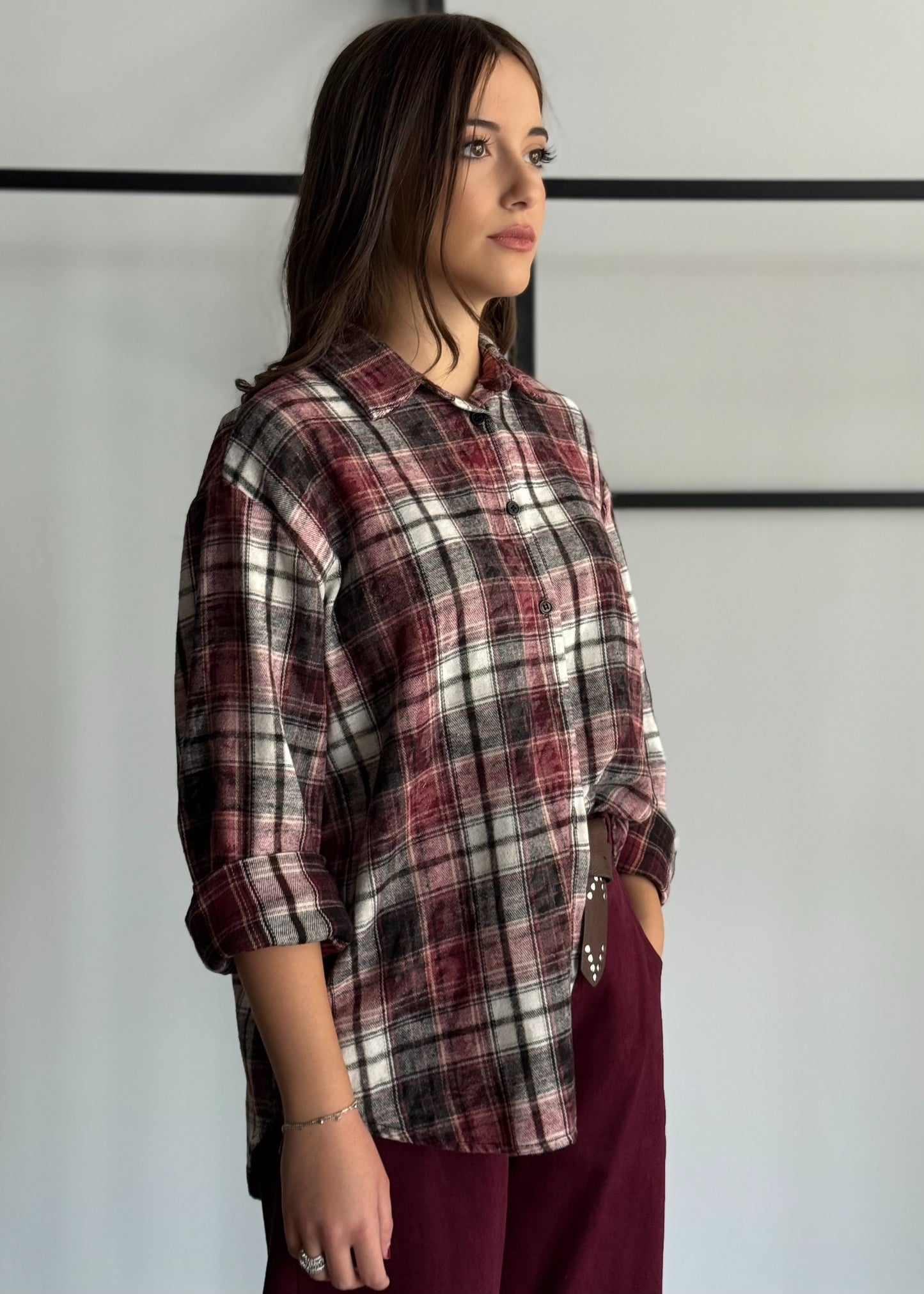 Camicia in flanella a quadri oversize