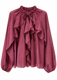 Carica l'immagine nel visualizzatore della galleria, Blusa con volant vino - PHILIALOFT