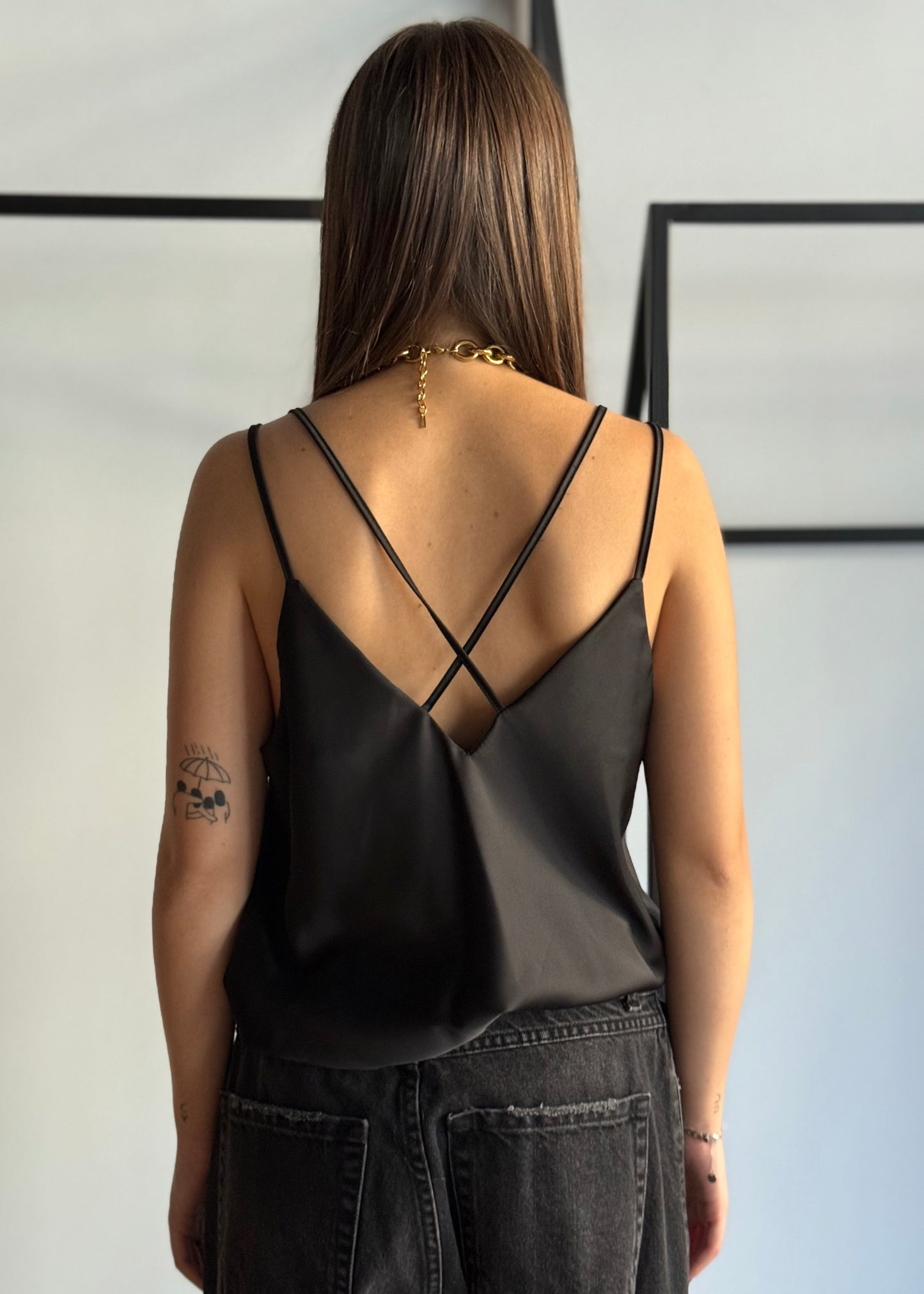 Top in raso con pizzo -ZAHJR
