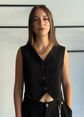 Carica l'immagine nel visualizzatore della galleria, Coordinato gilet e pantalone palazzo in tessuto fluido -PHILIALOFT