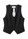 Carica l'immagine nel visualizzatore della galleria, Gilet nero sartoriale con bottoni - ZAHJR
