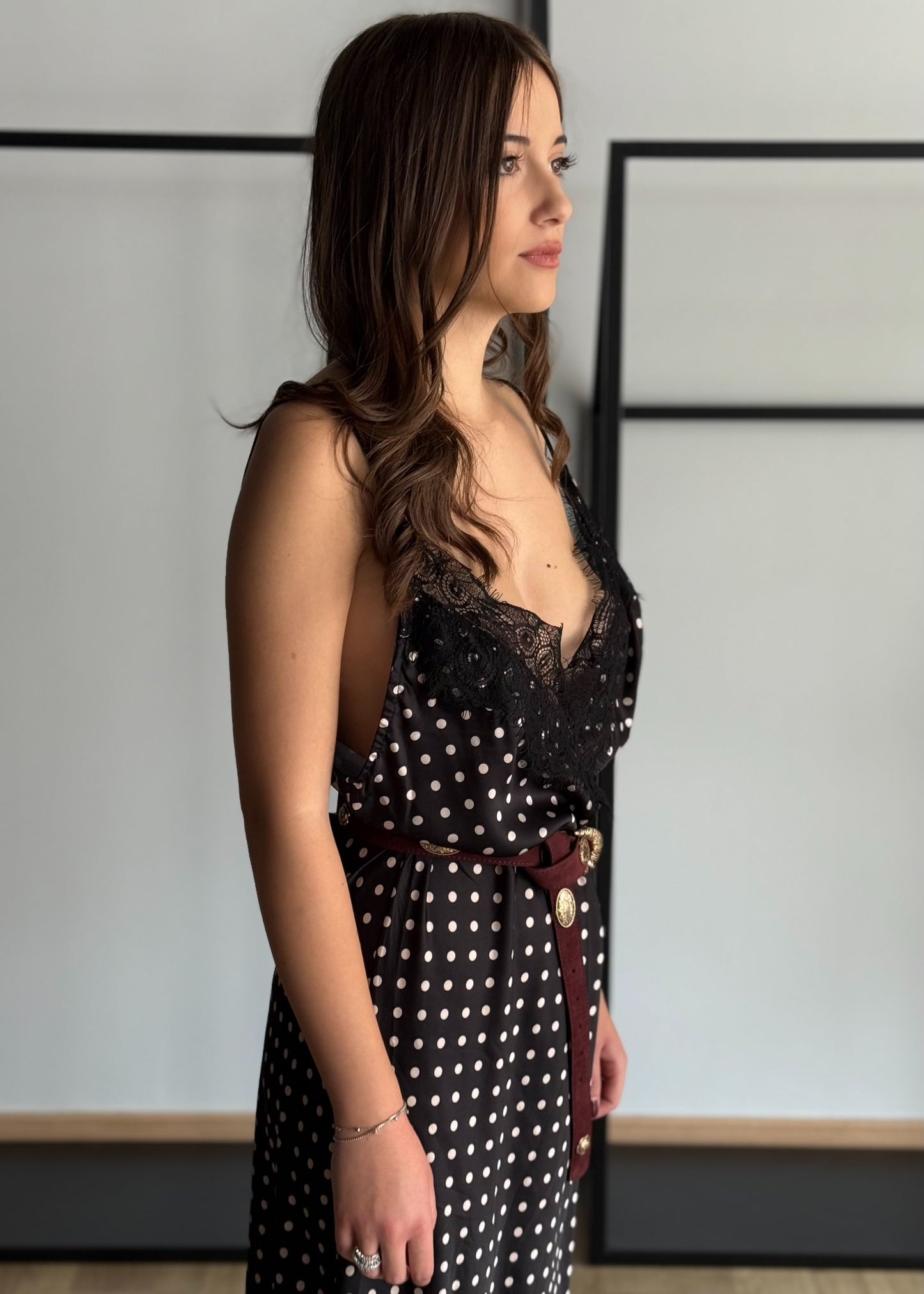 Abito sottoveste a pois con pizzo