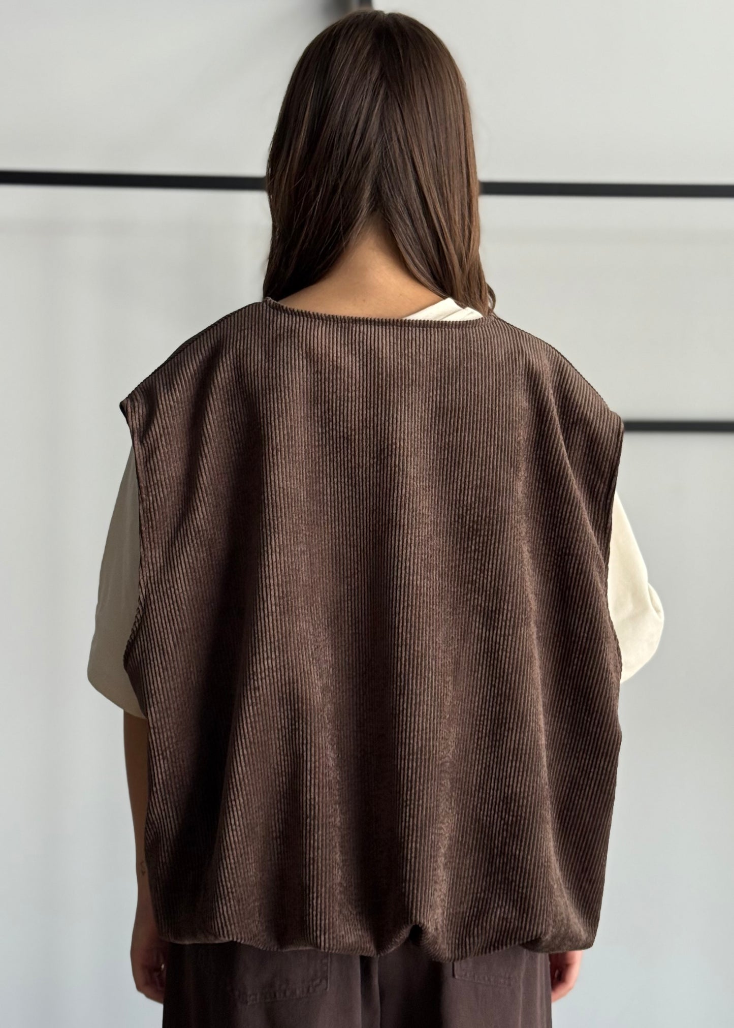 Gilet in velluto a coste con bottoni