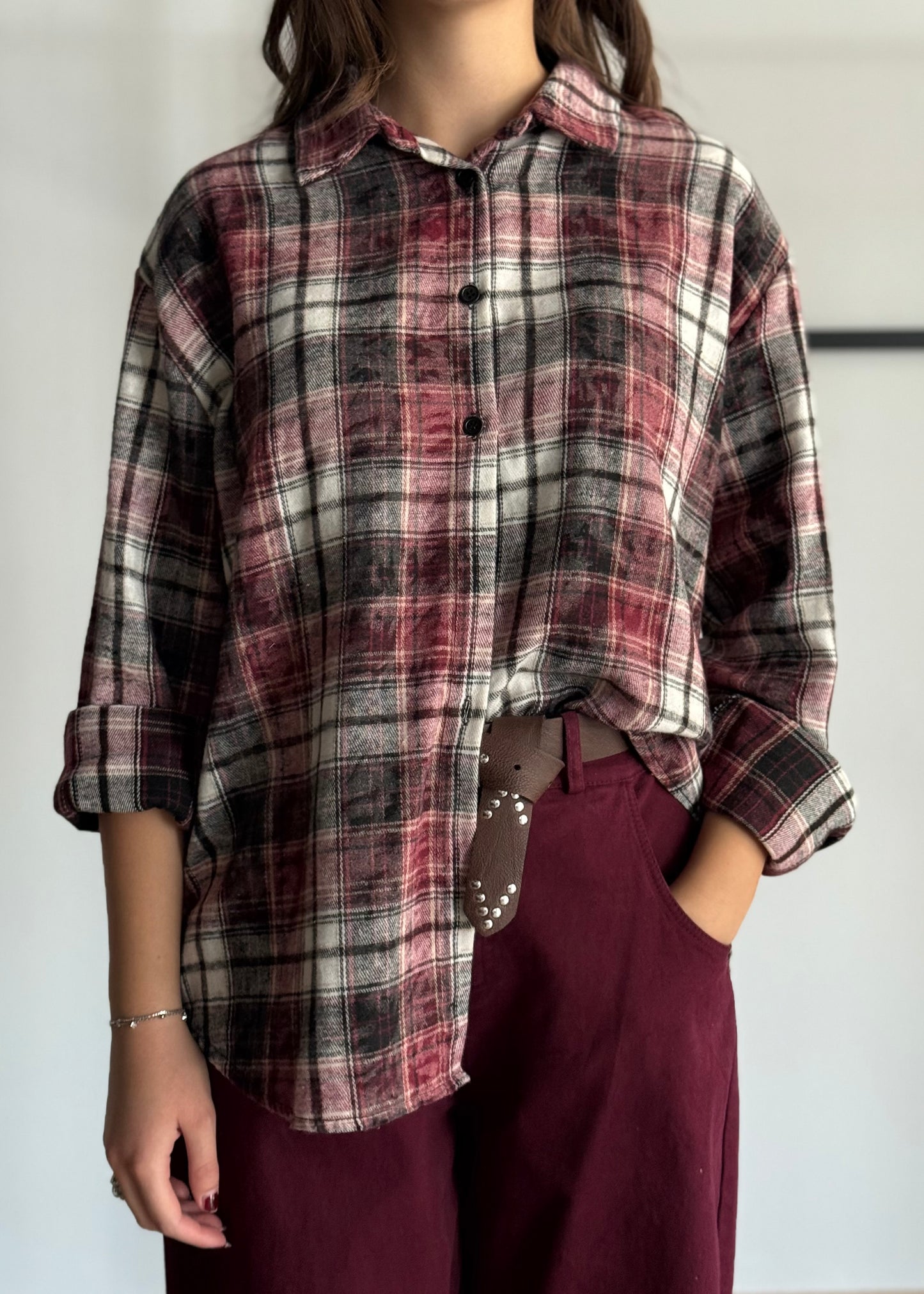 Camicia in flanella a quadri oversize