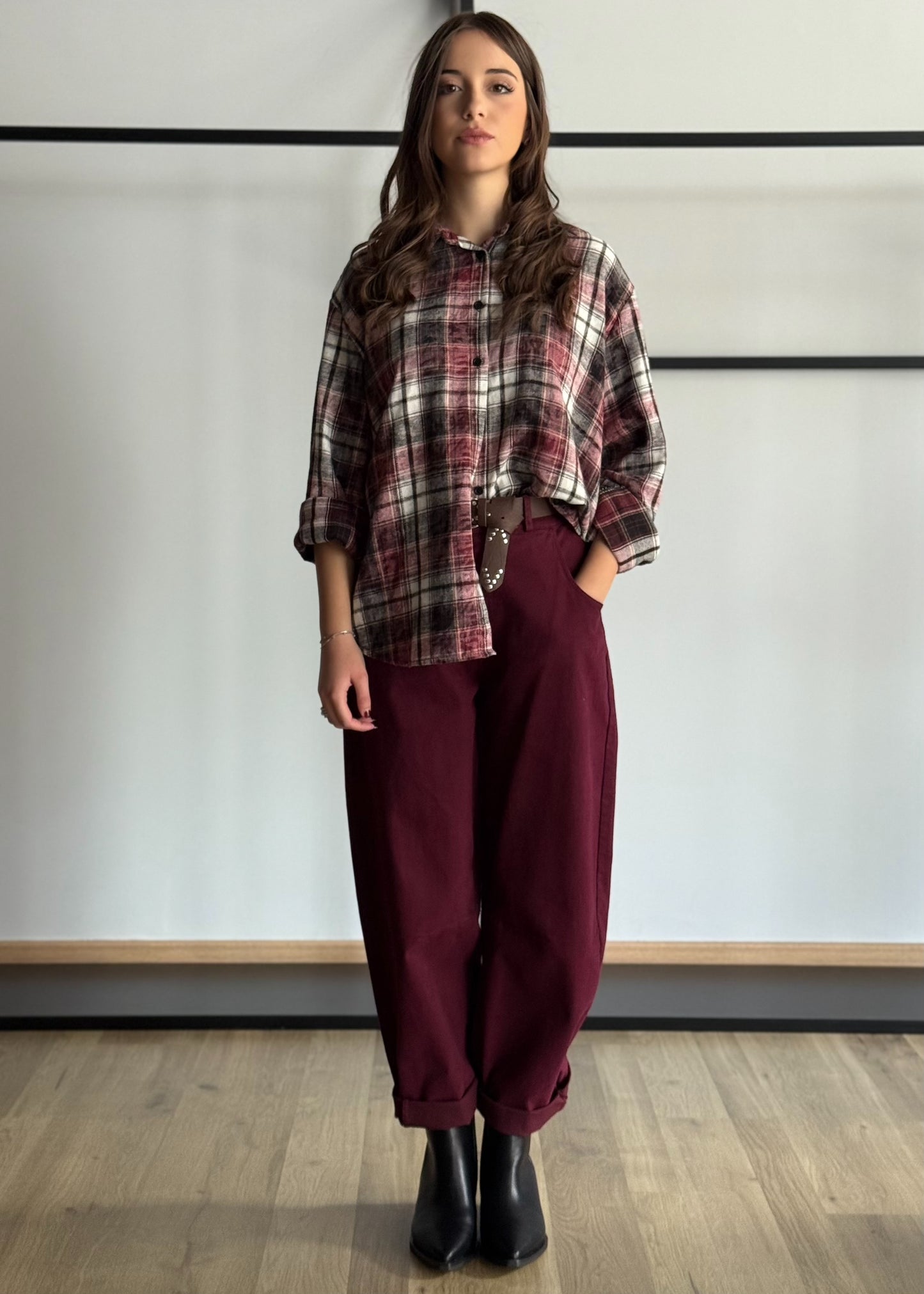 Camicia in flanella a quadri oversize
