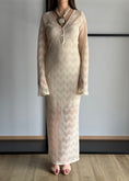 Carica l'immagine nel visualizzatore della galleria, Abito lungo ZAHJR crochet ecrù con maniche