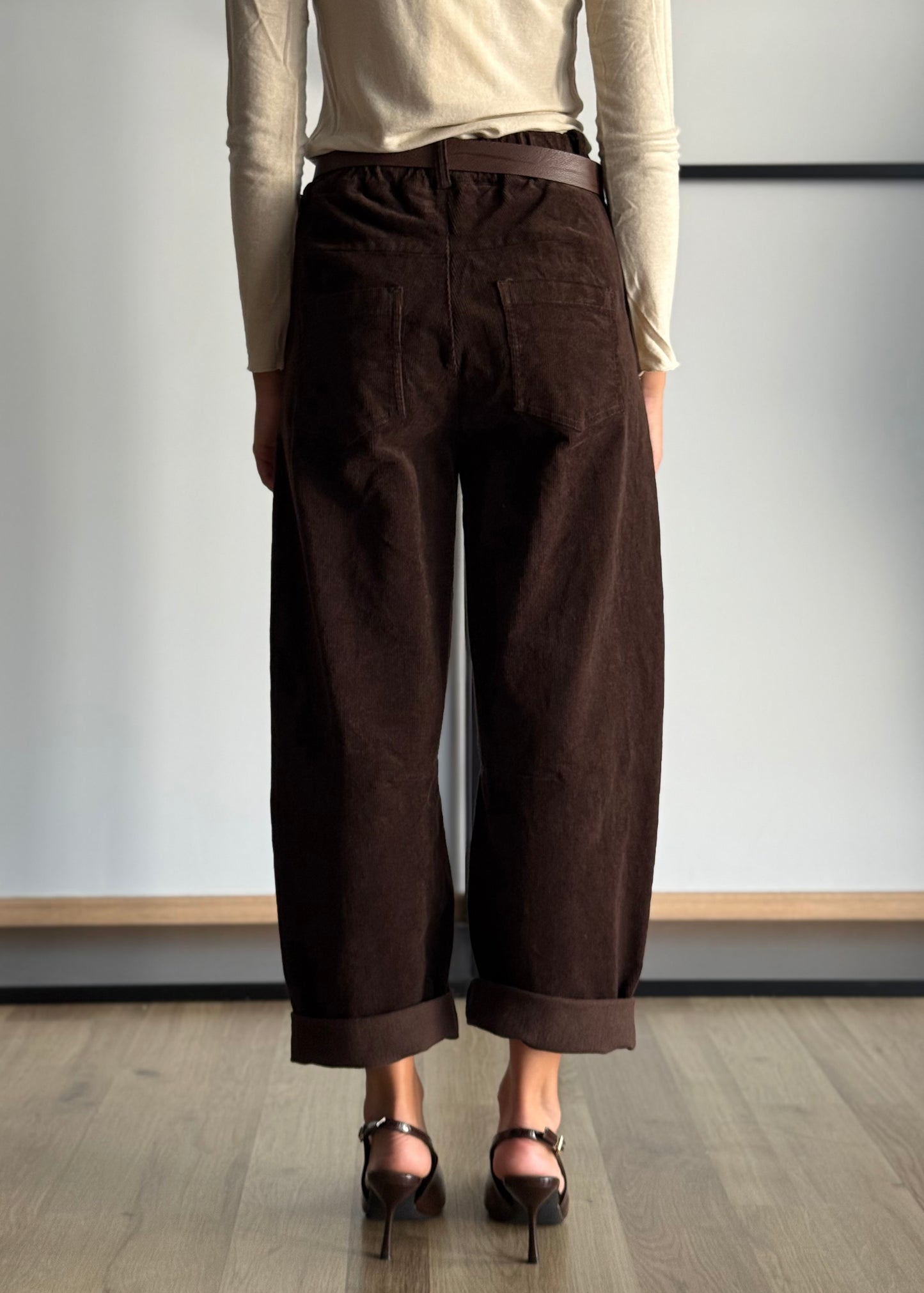 Pantaloni in velluto a coste con cintura -ZAHJR