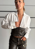 Carica l'immagine nel visualizzatore della galleria, Camicia corsetto in ecopelle moro - PHILIALOFT