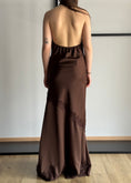 Carica l'immagine nel visualizzatore della galleria, Abito lungo satin ZAHJR moro con pizzo