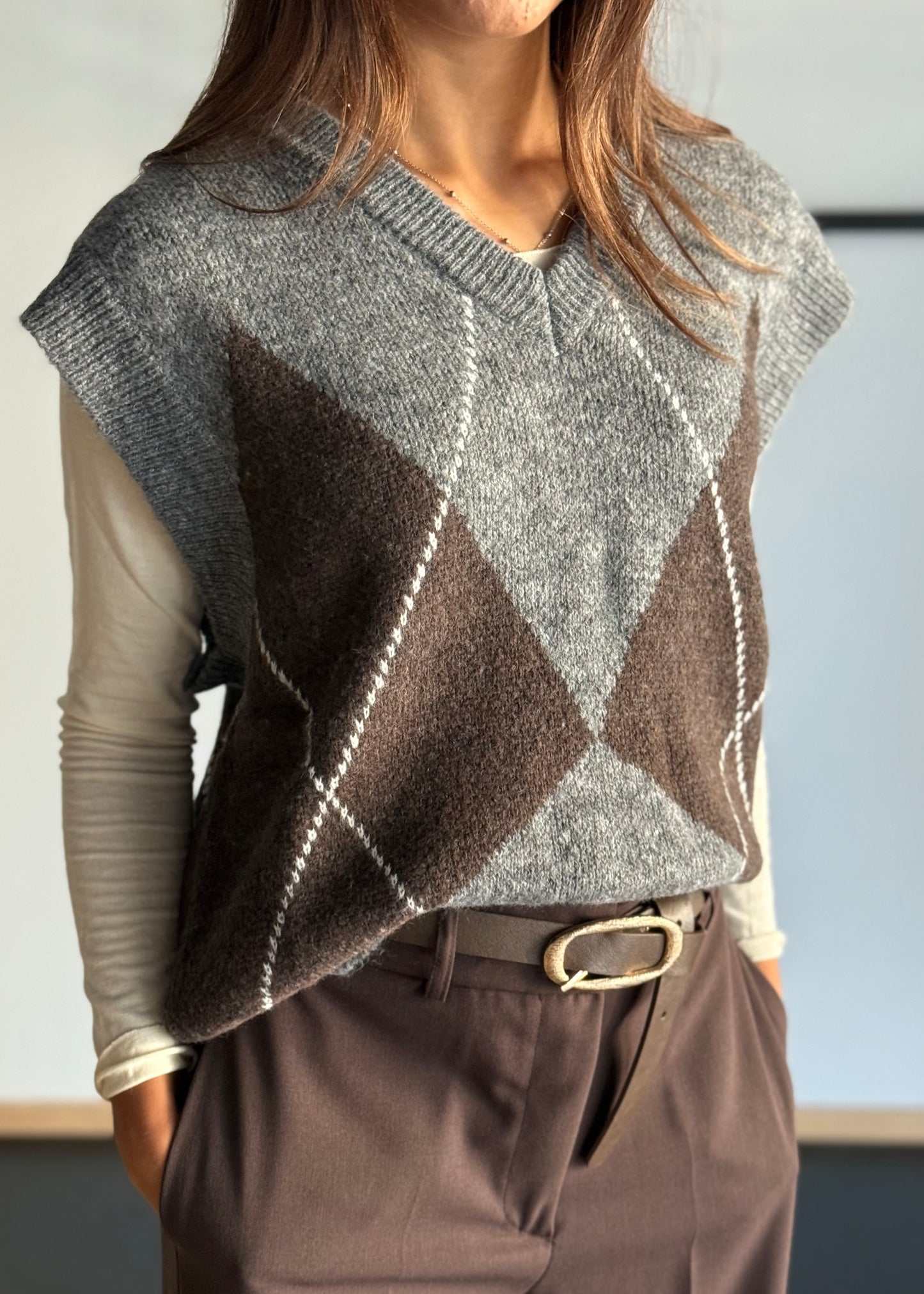 Gilet con stampa a rombi -KONTATTO