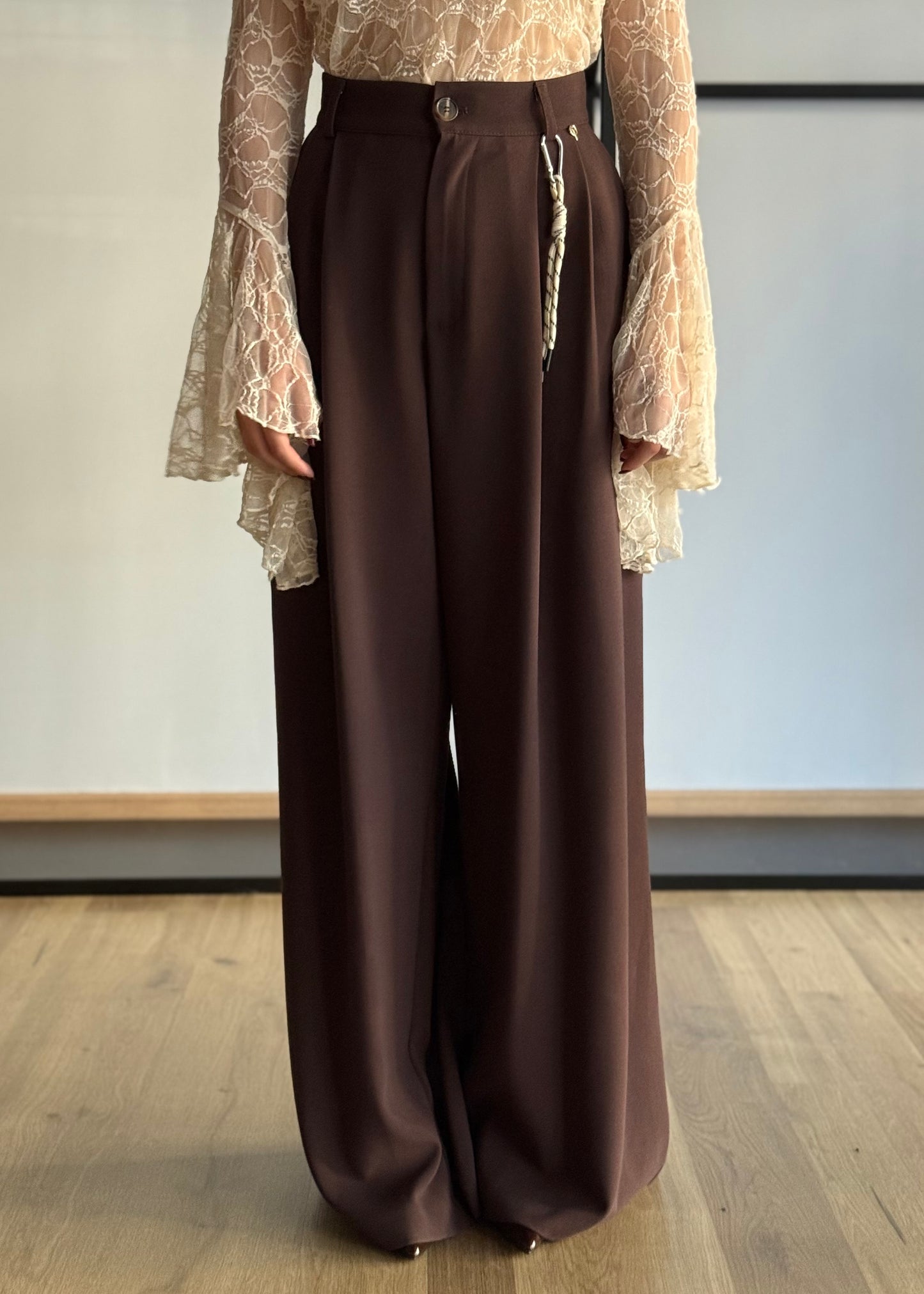 Coordinato gilet e pantalone palazzo in tessuto fluido -PHILIALOFT