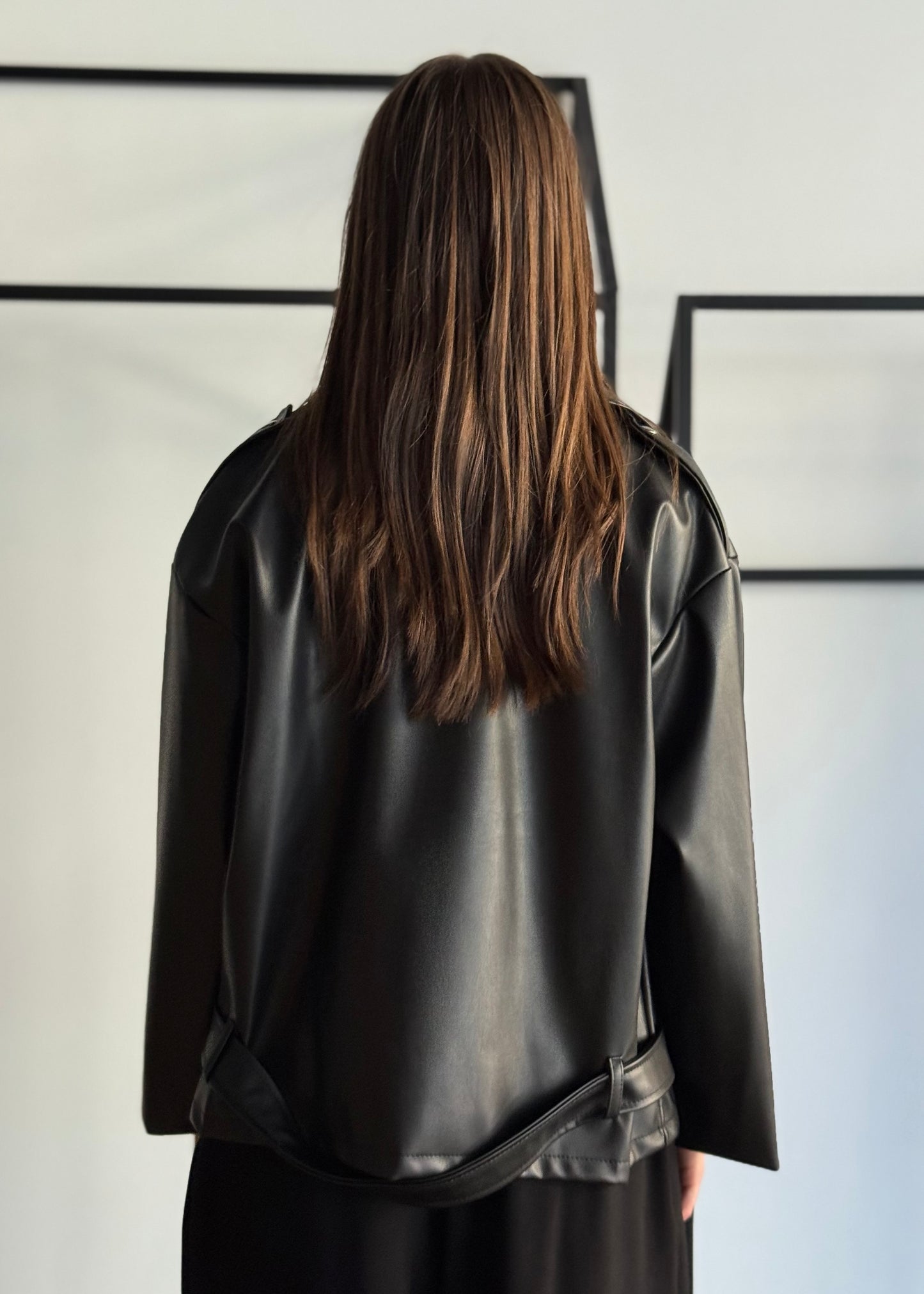 Giacca biker oversize in ecopelle nera