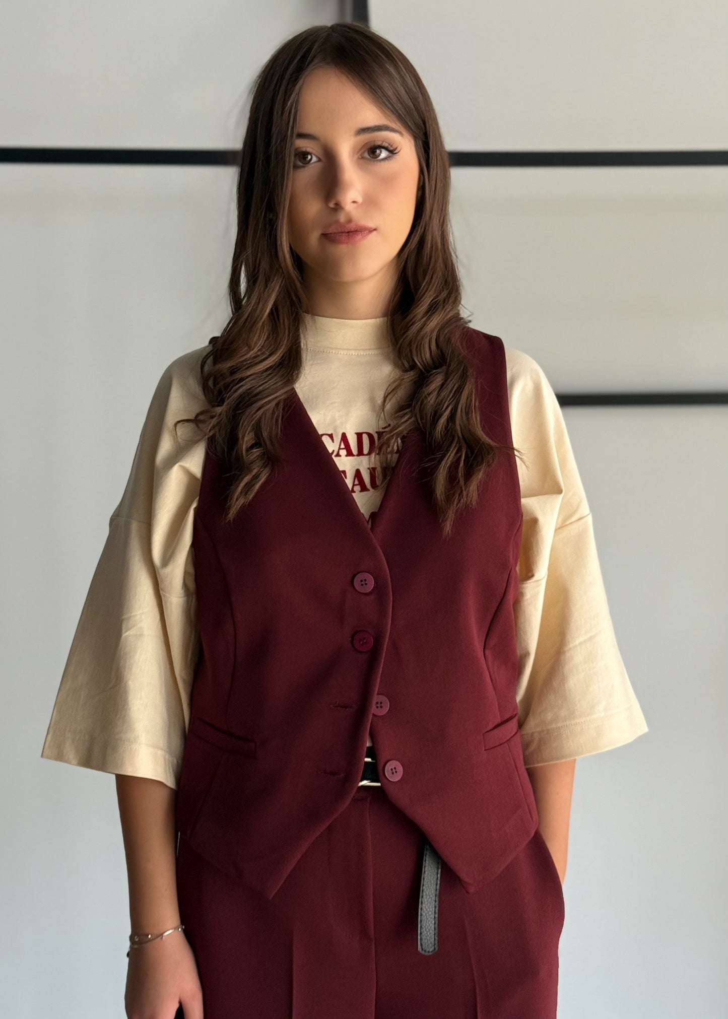 Gilet sartoriale vino con bottoni