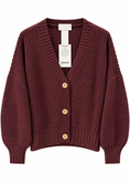 Carica l'immagine nel visualizzatore della galleria, Cardigan chunky vino con bottoni - ZAHJR