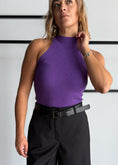 Carica l'immagine nel visualizzatore della galleria, Top in maglia viola scollo america - KONTATTO