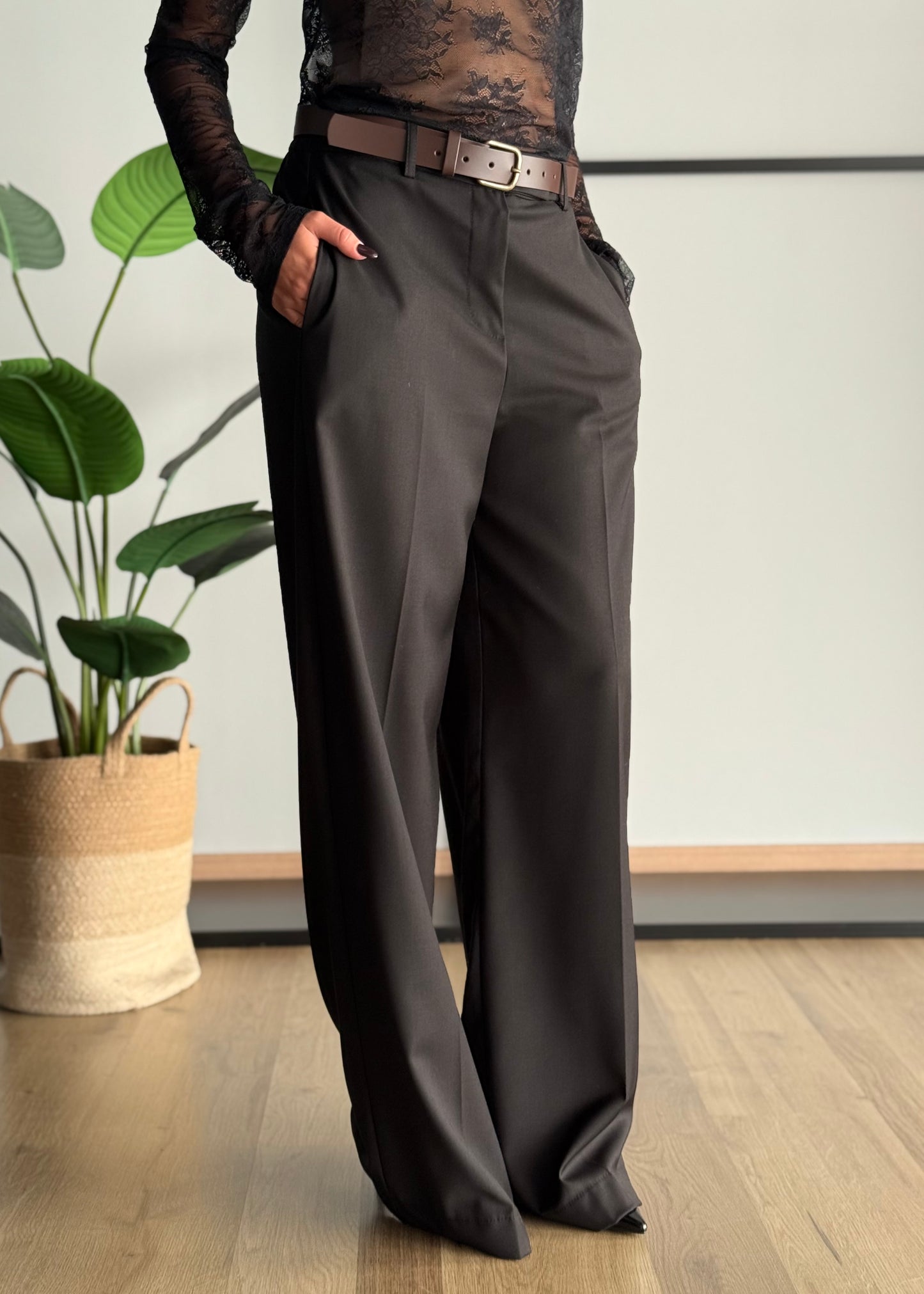 Pantalone palazzo con cintura -ZAHJR