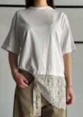 Carica l'immagine nel visualizzatore della galleria, T-shirt KIKISIX bianca con pizzo
