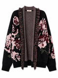Carica l'immagine nel visualizzatore della galleria, Cardigan jacquard floreale con frange - KONTATTO