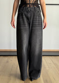 Carica l'immagine nel visualizzatore della galleria, Jeans Wide Leg Nero con Strass