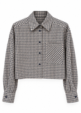 Carica l'immagine nel visualizzatore della galleria, Camicia cropped a quadri con taschino