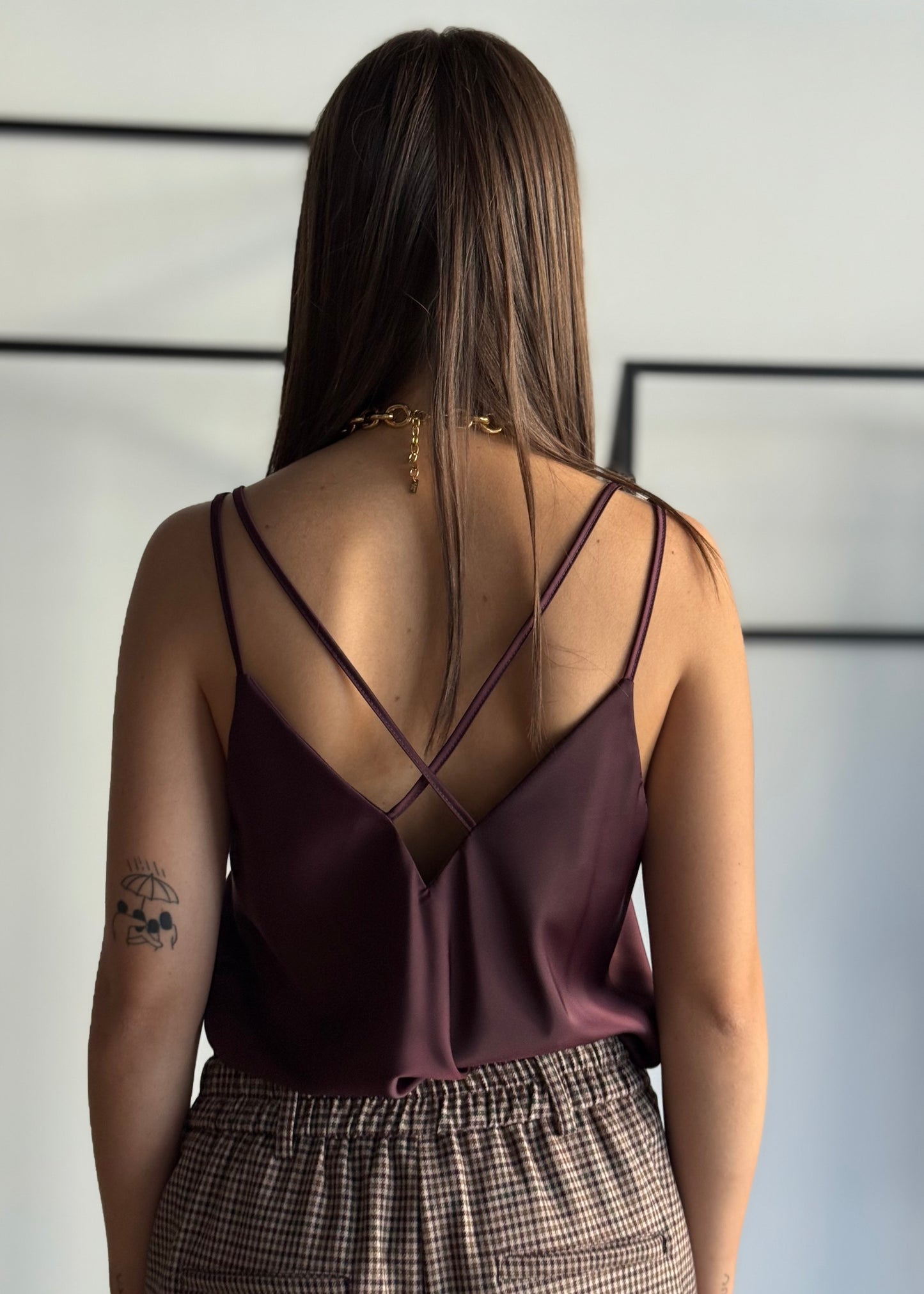 Top in raso con pizzo -ZAHJR