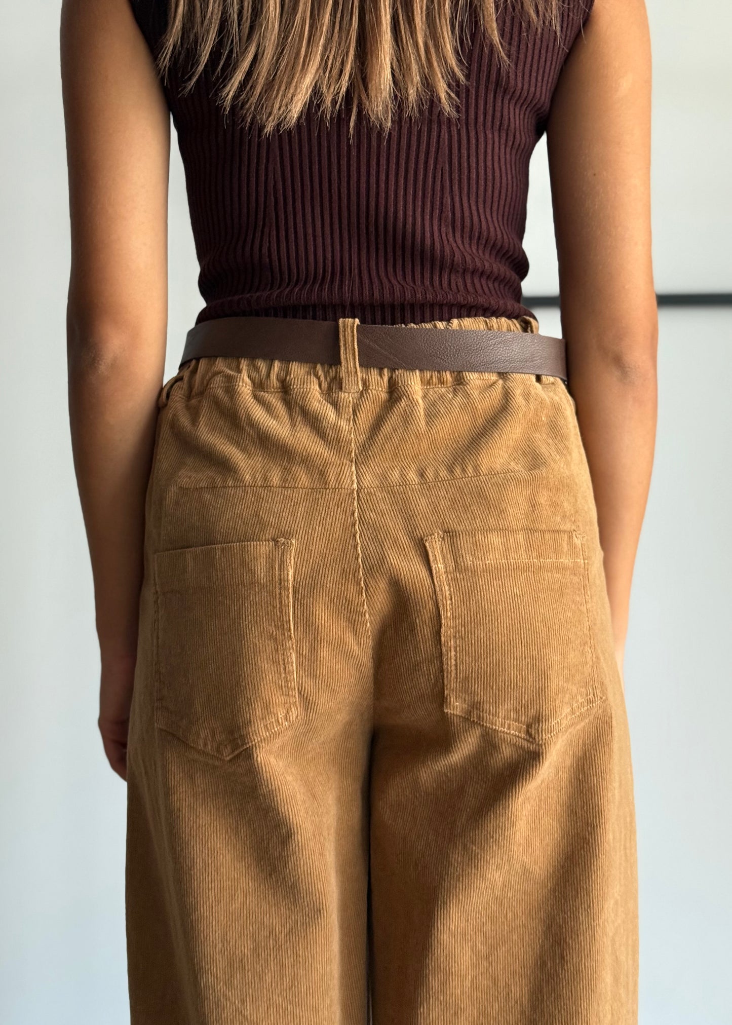 Pantaloni in velluto a coste con cintura -ZAHJR
