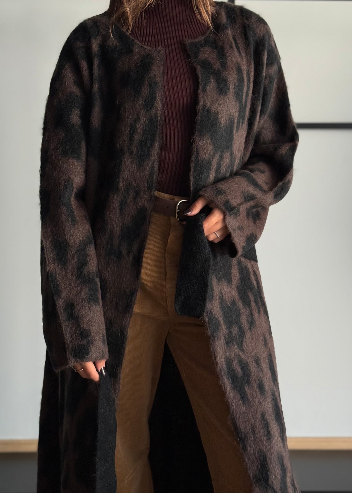 Cardigan lungo animalier -KONTATTO