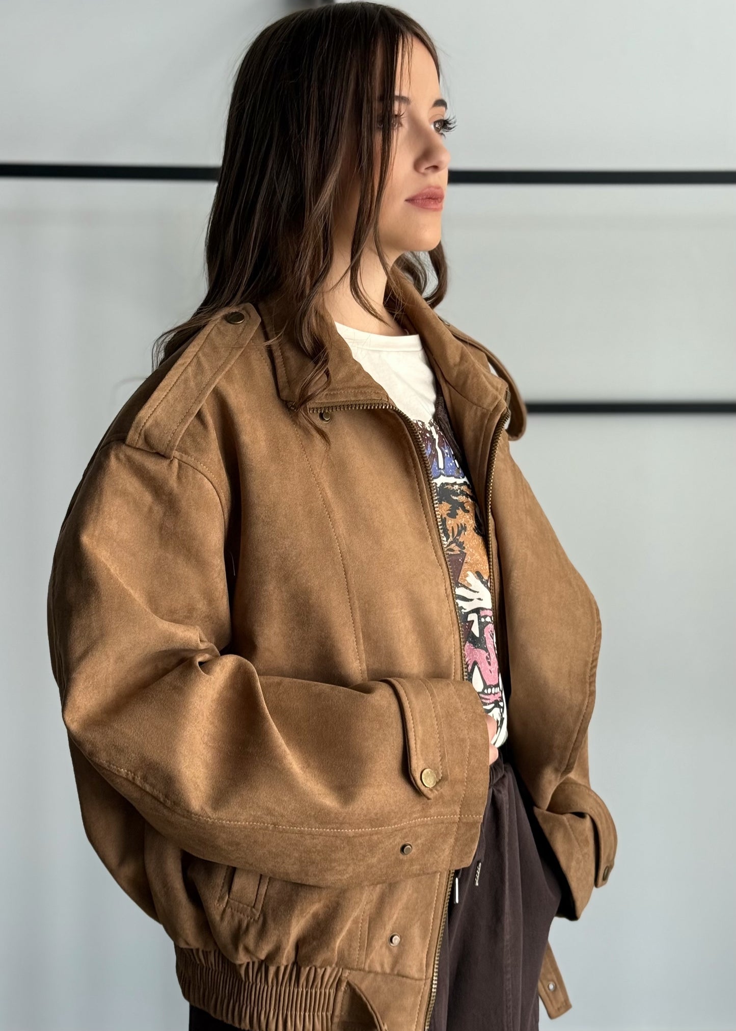 Bomber in suede -KONTATTO