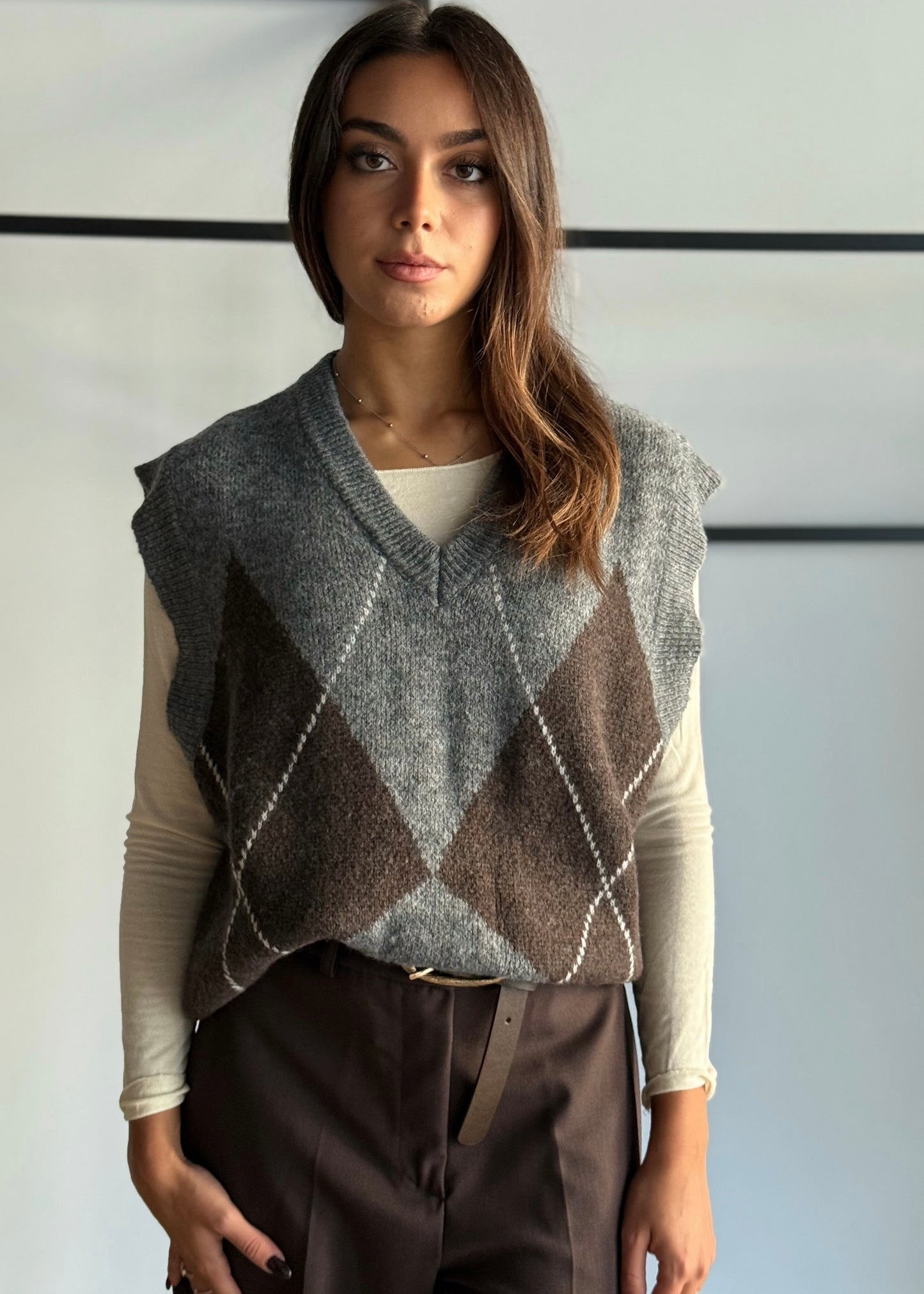 Gilet con stampa a rombi -KONTATTO