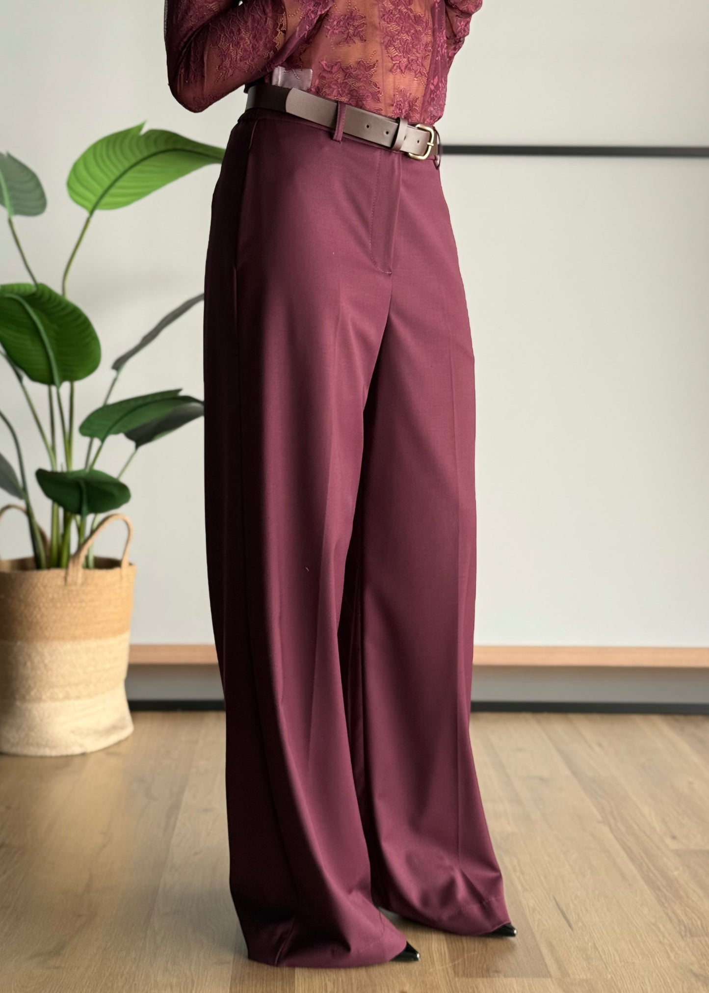 Pantalone a palazzo con cintura -ZAHJR