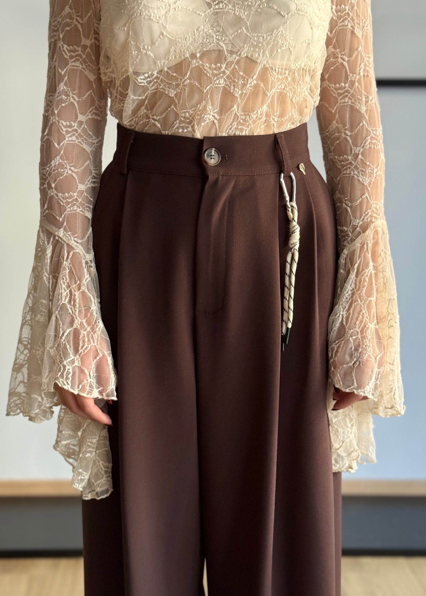 Coordinato gilet e pantalone palazzo in tessuto fluido -PHILIALOFT