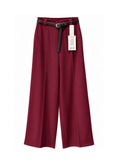 Carica l'immagine nel visualizzatore della galleria, Pantalone vino palazzo con cintura - ZAHJR