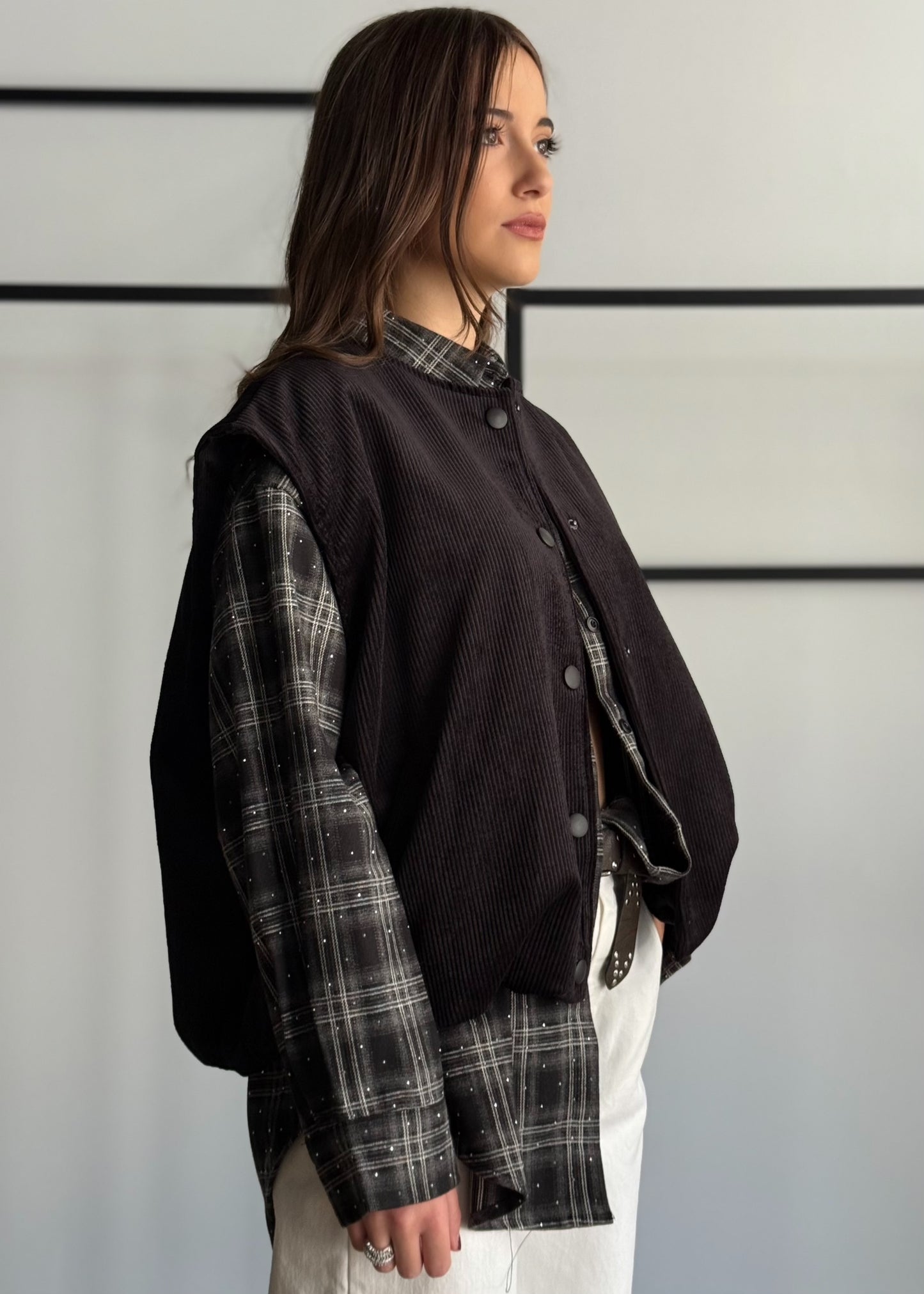Gilet in velluto a coste con bottoni