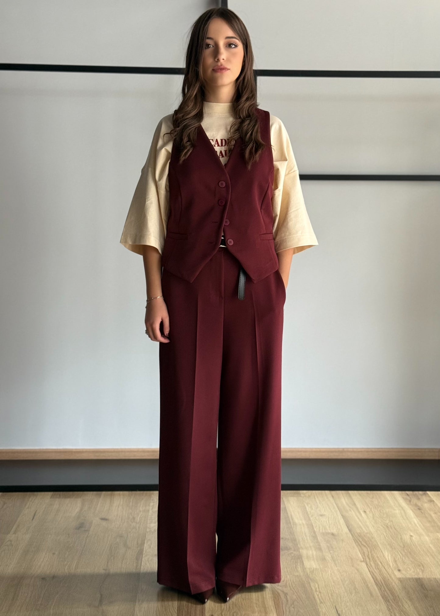 Gilet sartoriale vino con bottoni