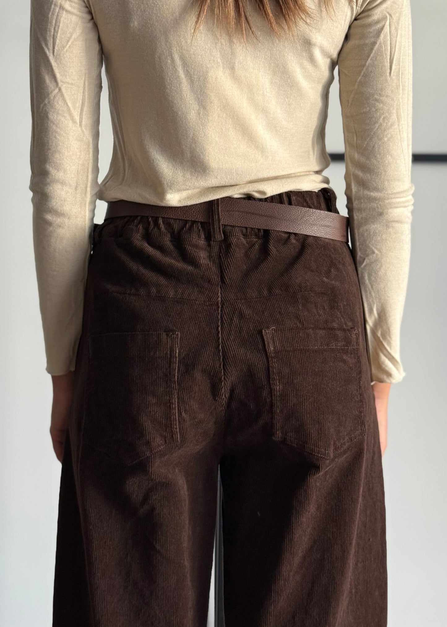 Pantaloni in velluto a coste con cintura -ZAHJR