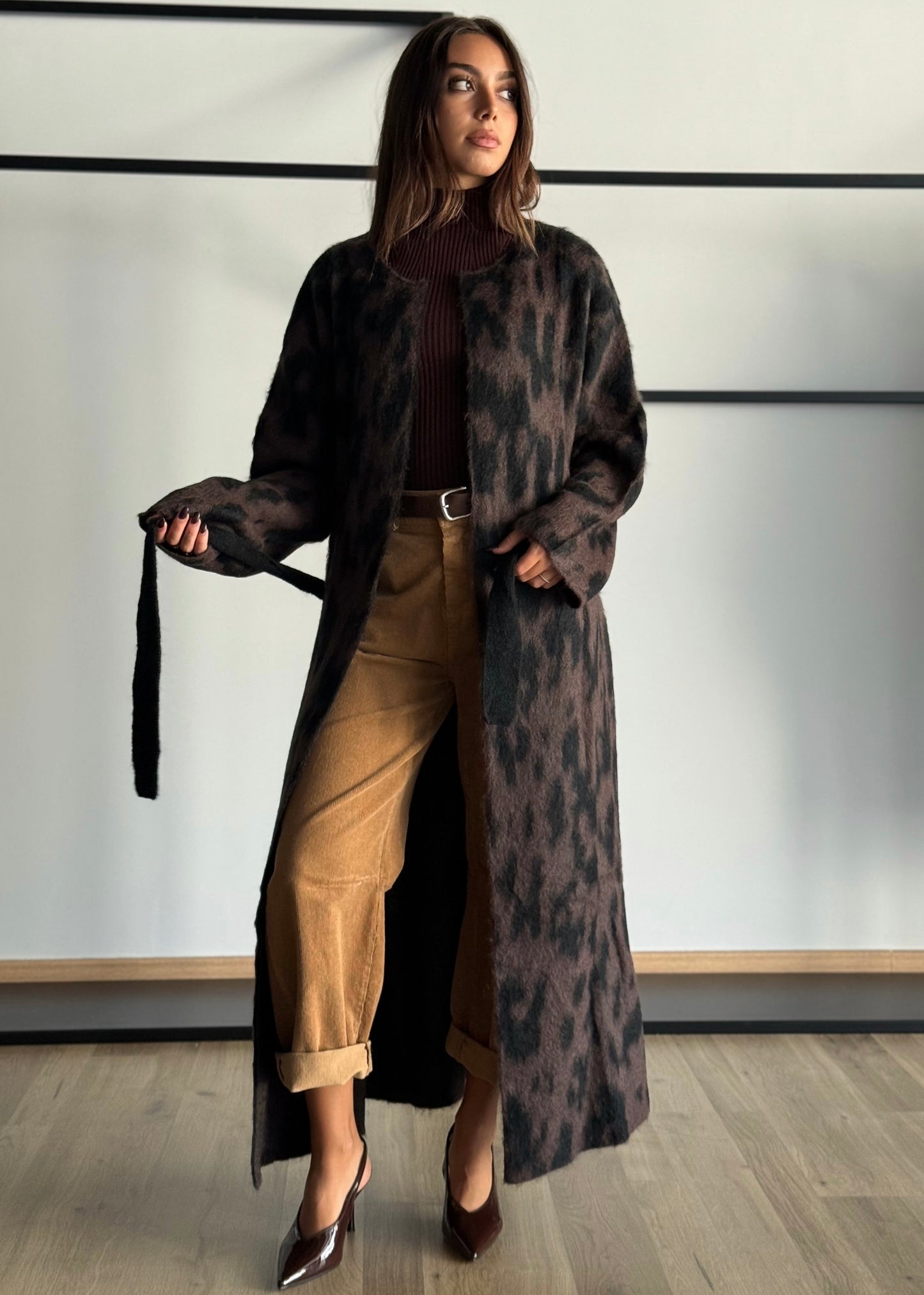 Cardigan lungo animalier -KONTATTO