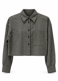 Carica l'immagine nel visualizzatore della galleria, Camicia cropped a quadri con taschino