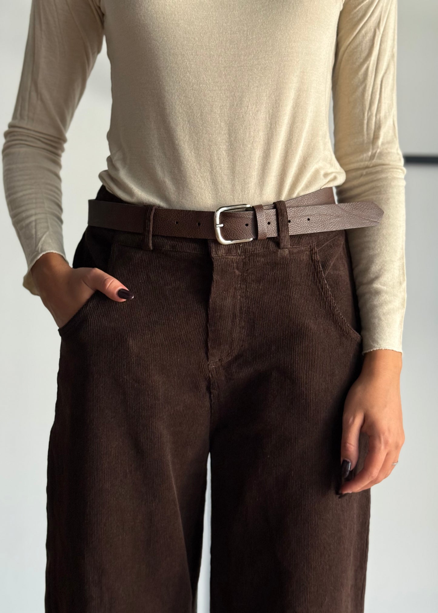 Pantaloni in velluto a coste con cintura -ZAHJR