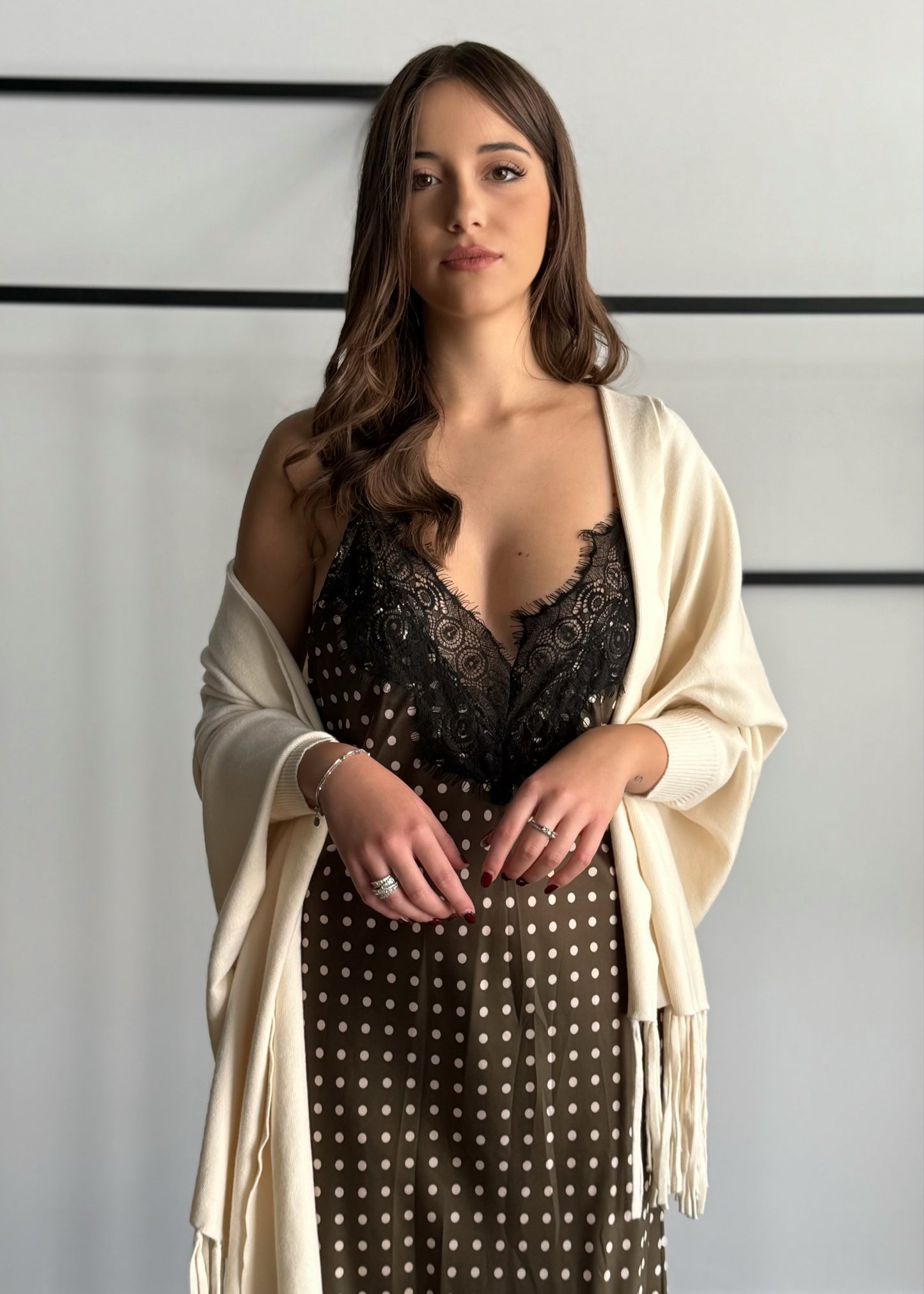 Abito sottoveste a pois con pizzo