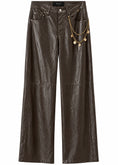 Carica l'immagine nel visualizzatore della galleria, Pantalone wide leg in ecopelle moro - PHILIALOFT
