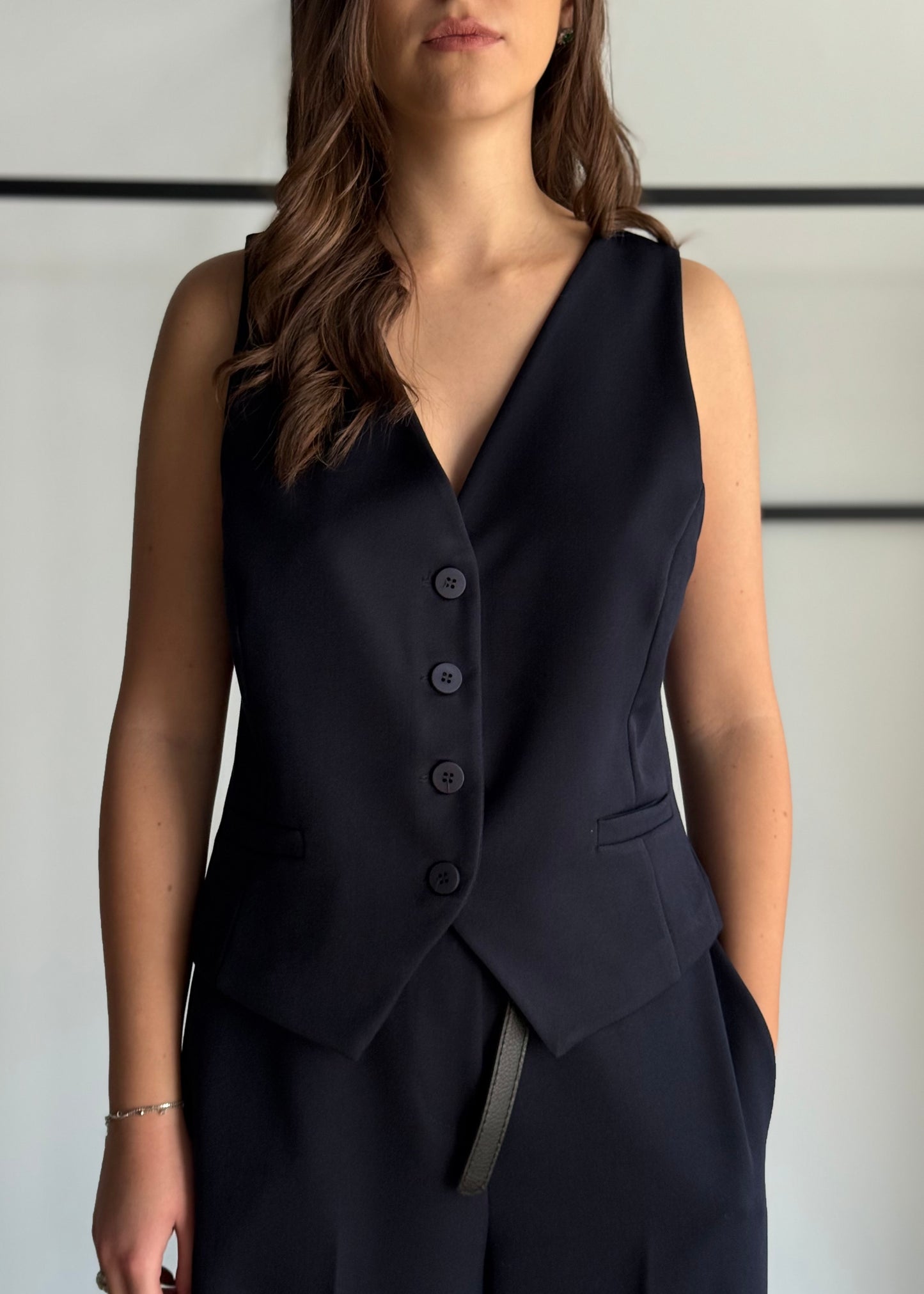 Gilet sartoriale blu con bottoni -ZAHJR