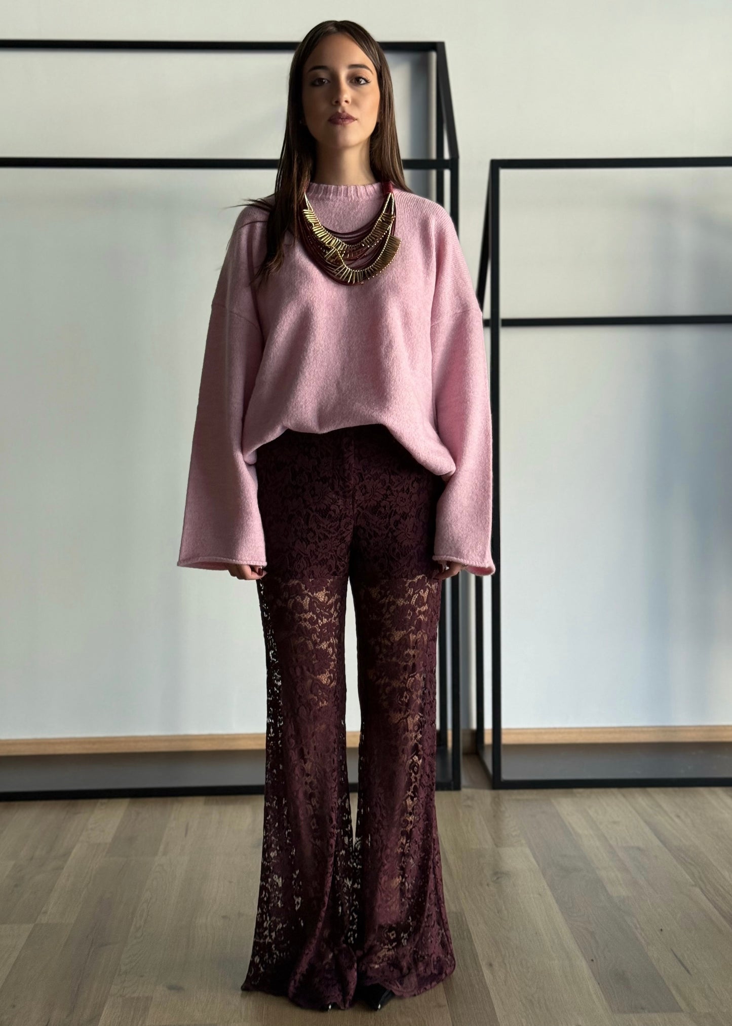 Pantaloni a zampa in pizzo -PHILIALOFT