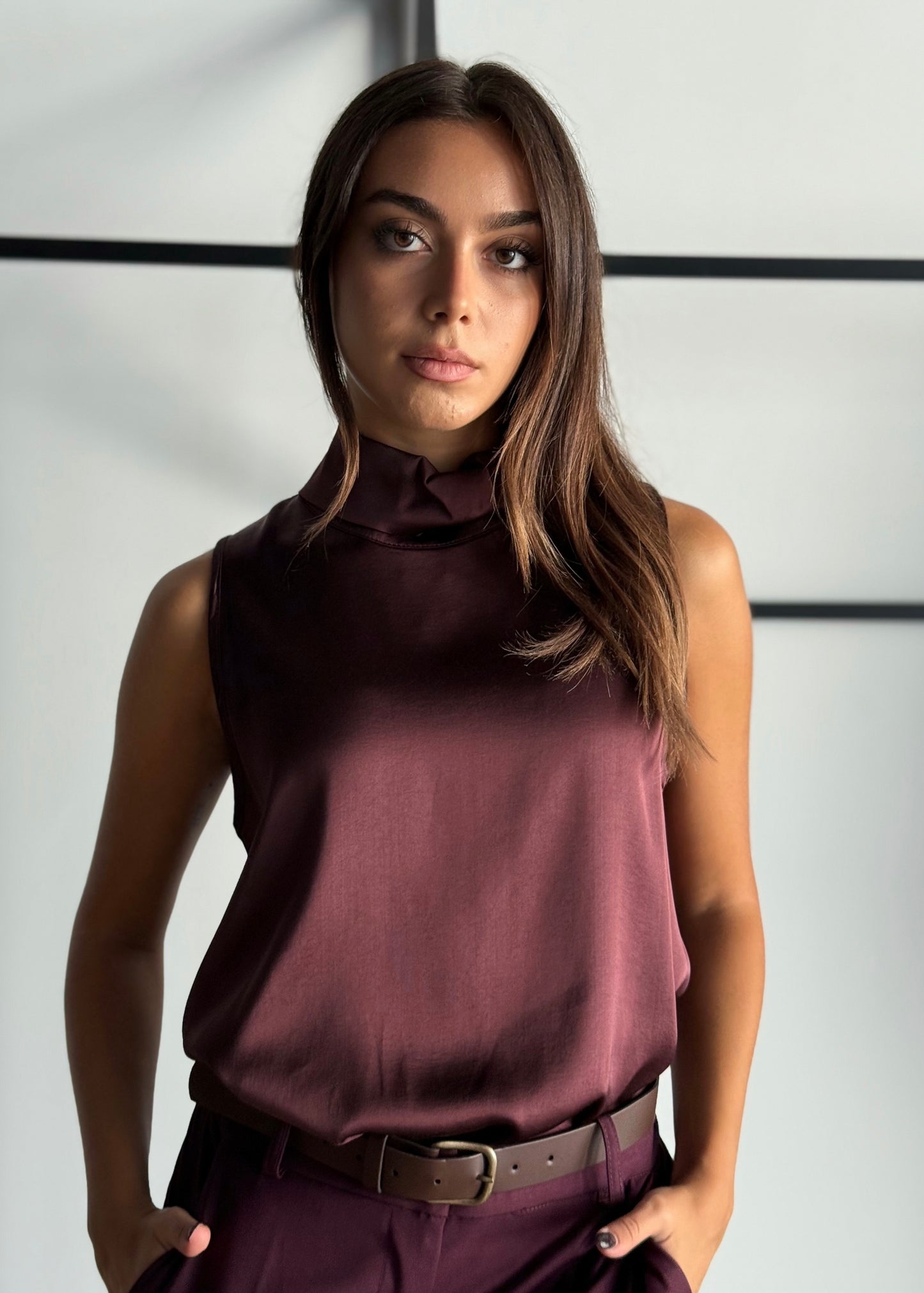 Top in viscosa con scollo lupetto -ZAHJR