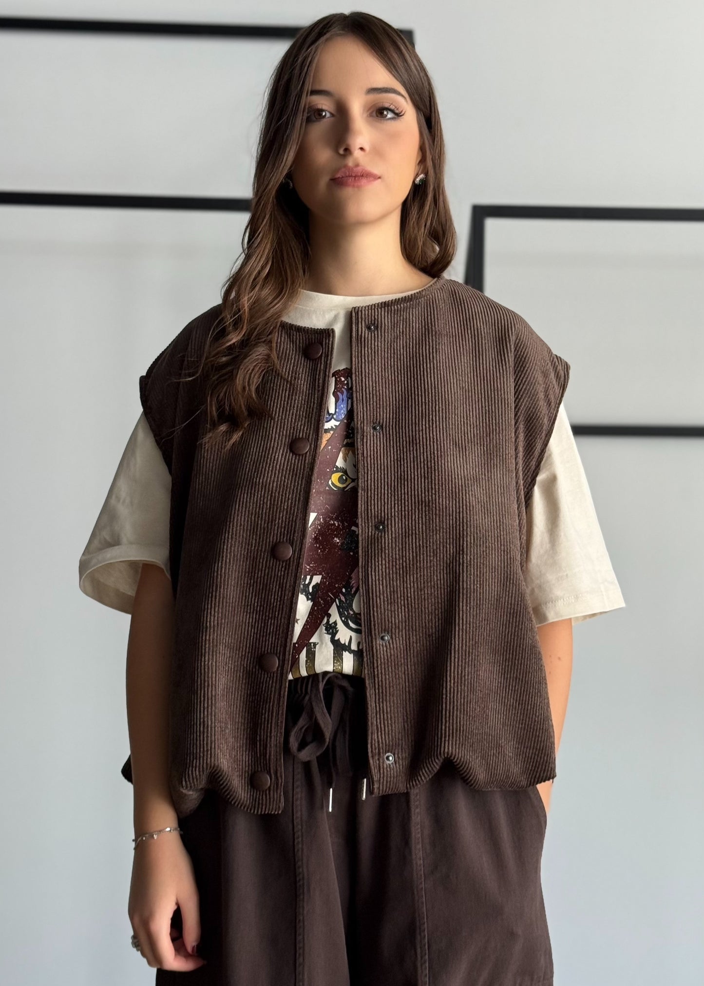 Gilet in velluto a coste con bottoni