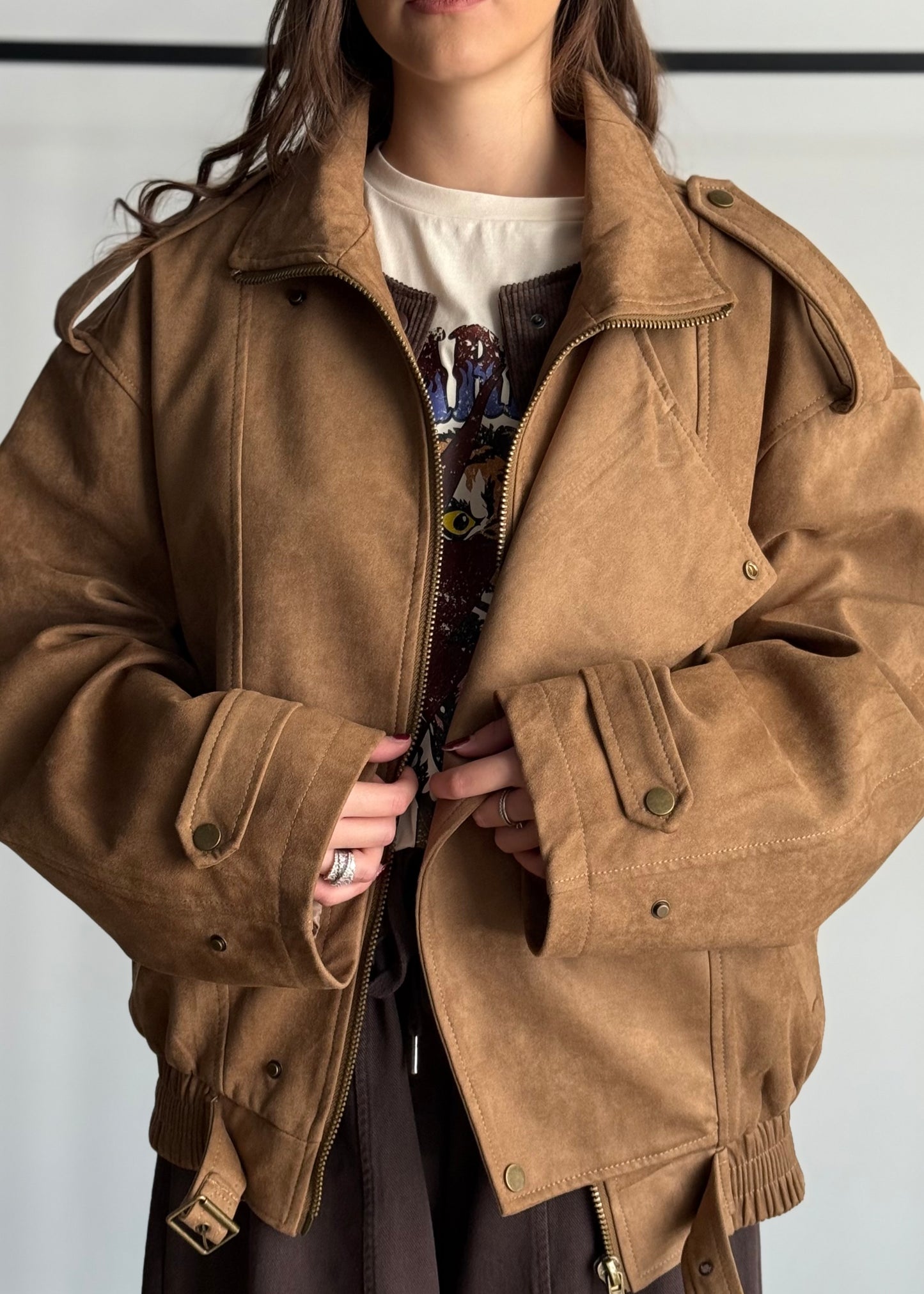 Bomber in suede -KONTATTO