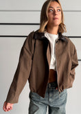 Carica l'immagine nel visualizzatore della galleria, Giacca Bomber taupe con Collo in Ecopelle