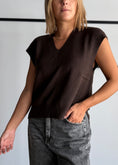 Carica l'immagine nel visualizzatore della galleria, Gilet in maglia con scollo V moro - ZAHJR