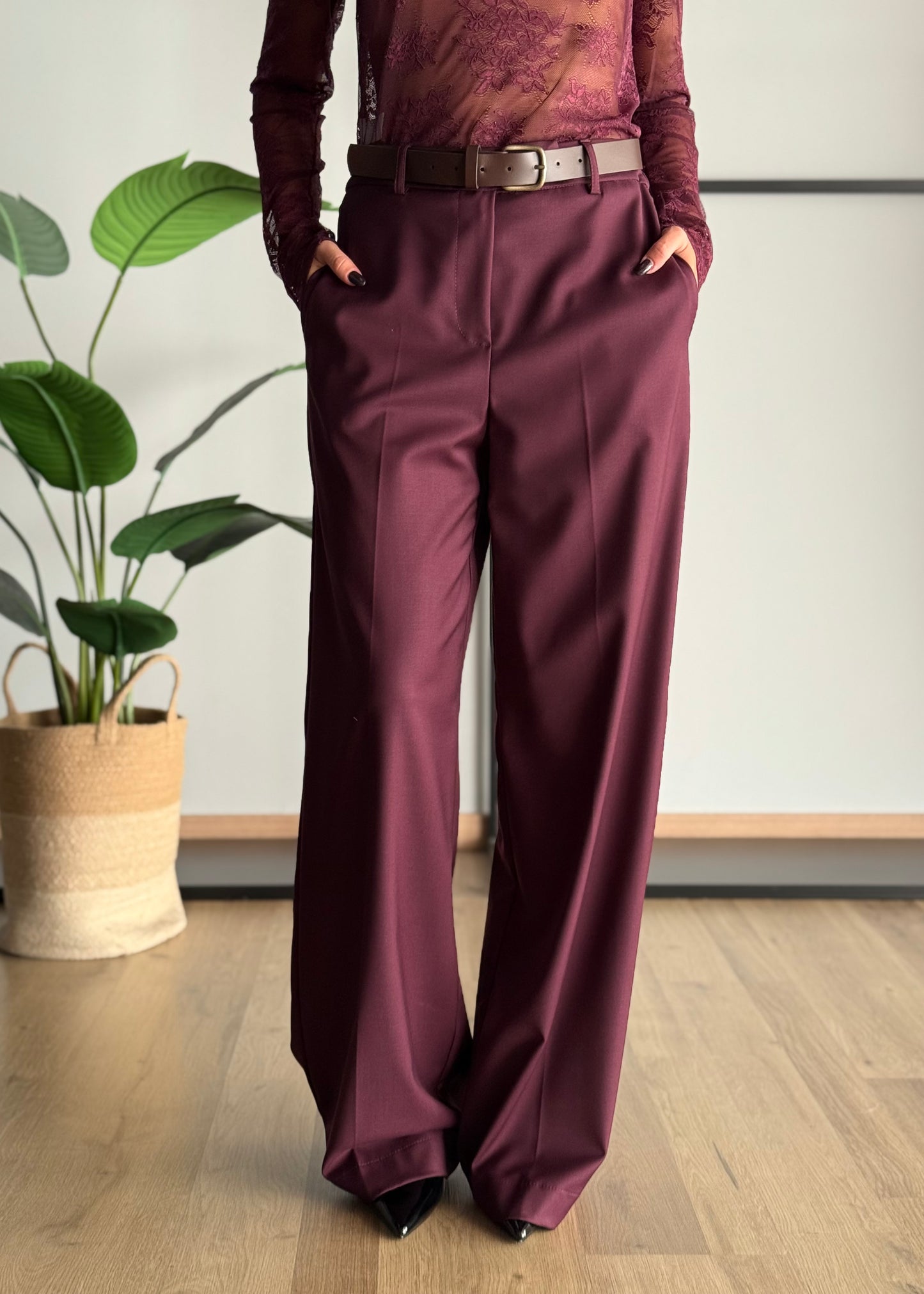 Pantalone a palazzo con cintura -ZAHJR
