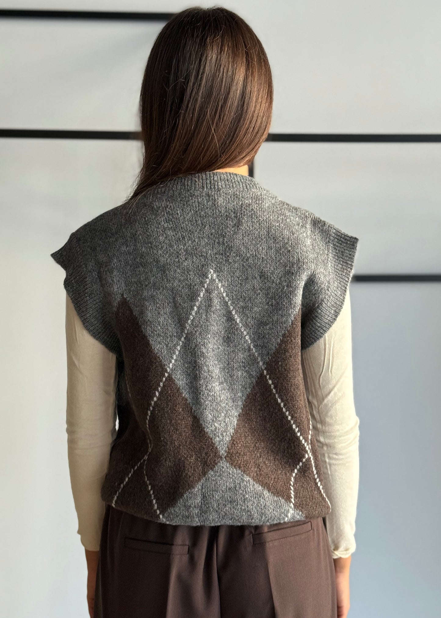 Gilet con stampa a rombi -KONTATTO